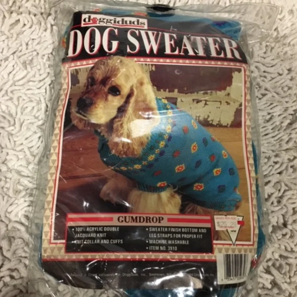Doggiduds Blue Knit Lg Dog Sweater Washable Size:30/34